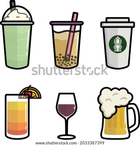 Drinks elements for ad, banner, business, ad, brohure, social media. Flat art illustration vector.