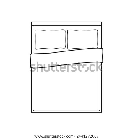 Queen bed outline icon for architecture layout plan