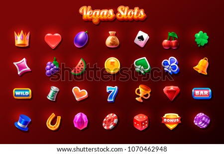 Slots icon set. 2d game icon