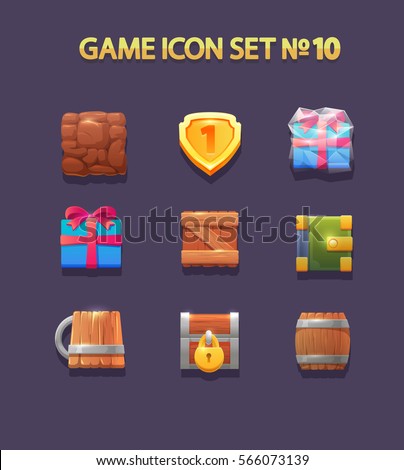 Set of icon for the game. flat style