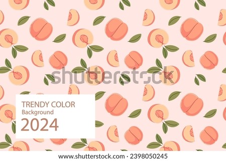 Peach Fuzz the trendy color of the 2024 background with peaches