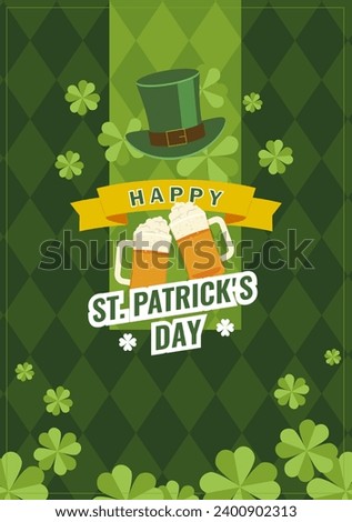 Happy St. Patrick's day full green invitation for a event in a local bar