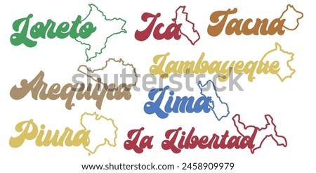 Cities of Peru logos with their territory