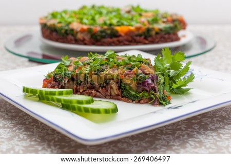 Rice pie with herbs