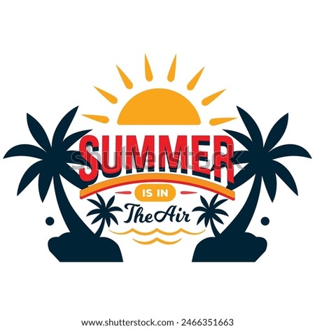 Summer t-shirt template and summer sun set logo