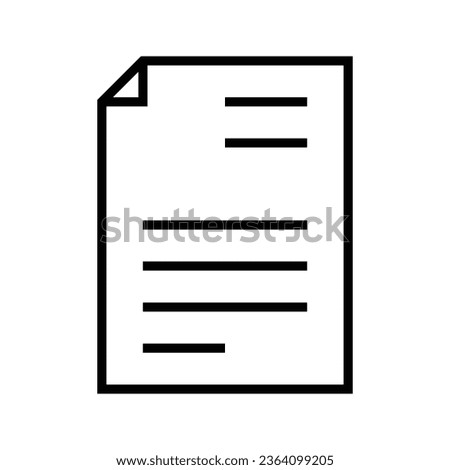 symbol of blank or clean paper with lines and a sharp edge with a curve at the top left. Vector high quality icon