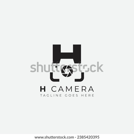 Letter H plus Camera logo design icon simple and clean