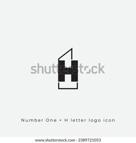 H letter and Number One 1 logo design icon clean and minimal