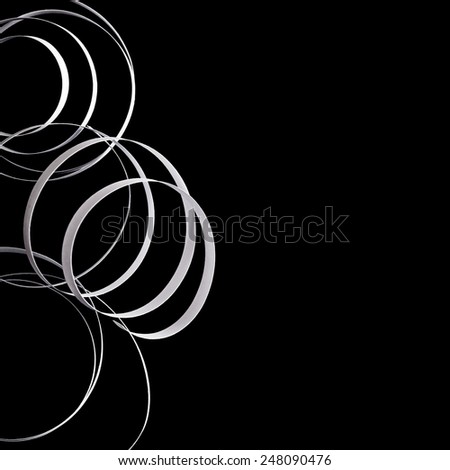 White curl ribbon isolated on black abstract border background