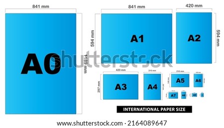 stock vector paper sizes formats. set of white paper sheet. international paper size printing for business document.
