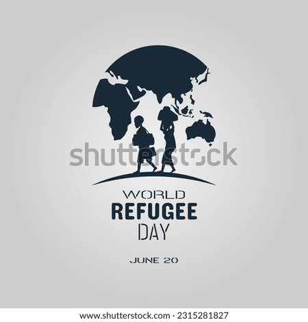 World Refugee Day greetings with silhouettes of people and globe