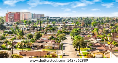 Panoramic view of a neighborhood in Anaheim, Orange County, California Foto stock © 