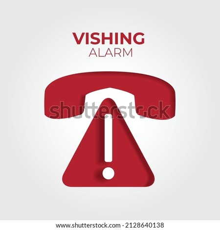 Vishing Alert. Icon of a phone in alarm status due to fraudulent call attacks