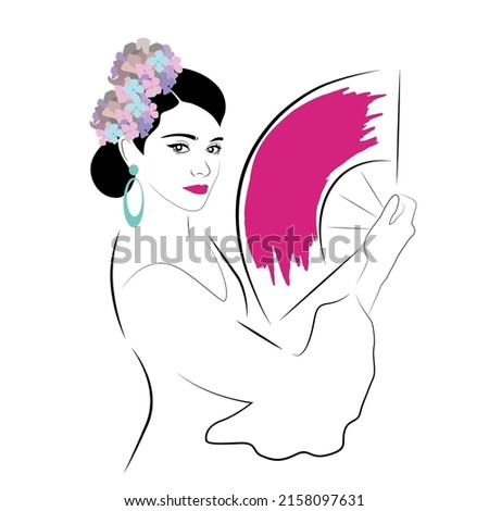 Similar – Image, Stock Photo Elegant woman with fan performing Flamenco dance