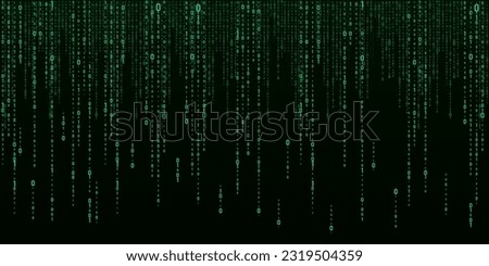 Vector digital green background of streaming binary code. Matrix background with numbers 1.0. Coding or hacking concept. Vector illustration.