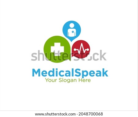 medical speak logo designs for app icon and clinic symbol and medical health care