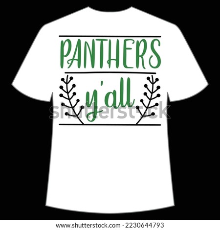 Panthers Y'All, Happy Halloween Shirt Print Template, Witch Bat Cat Scary House Dark Green Riper Boo Squad Grave Pumpkin Skeleton Spooky Trick Or Treat