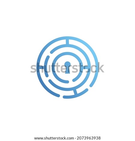 Protection Logo template. Logo for profesional business company. Tech , network, safety, protection logo idea, lock, maze. Blue color vector icon