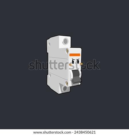cartoon of a circuit breaker who is irritated by excessive use of electricity