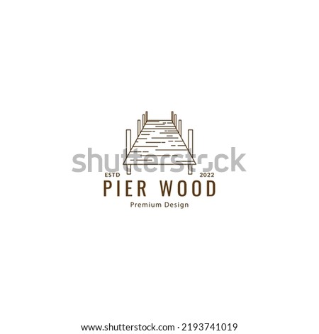 wooden pier  port  logo design vector illustration