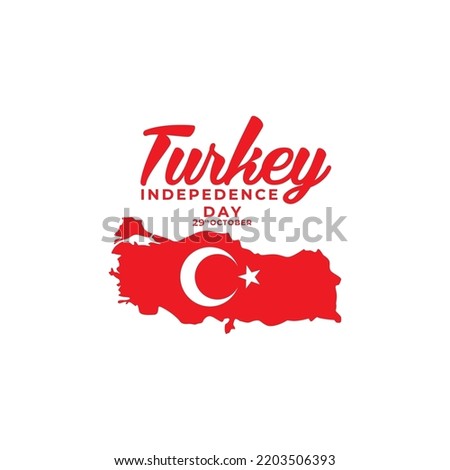 happy turkey independence day  with map and flag turkey logo vector design