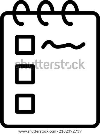 To do list or a notebook simple vector icon, thin black line illustration with boxes to tick off