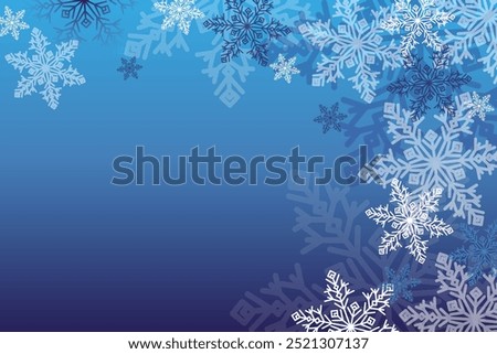 Vector background with Christmas snowflakes on light blue background. Decorative shiny illustration with snow. Template can be used as New Year background, for banner, flyer, poster and card