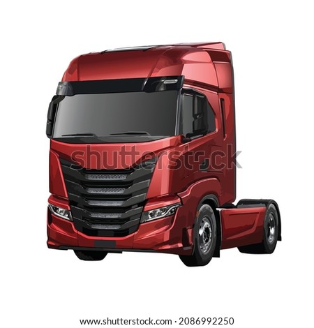 red haul diesel isolated truck trailer icon vector template modern design