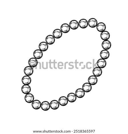 Beads made of pearls. A black and white vector graphic illustration made by hand. A fashion accessory. They stand out against a white background. An element of the design of banners, flyers, posters.