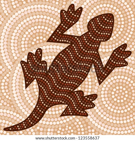 Abstract Aboriginal lizard dot painting in vector format.