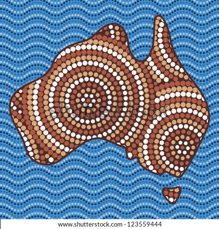 Abstract Aboriginal map dot painting in vector format.