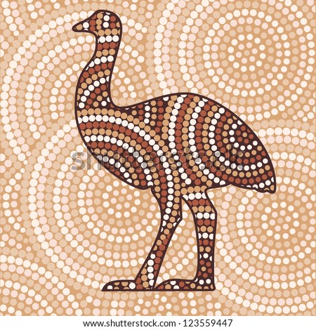 Abstract Aboriginal Emu dot painting in vector format.
