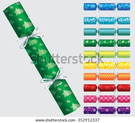 Patterned Christmas cracker set in vector format.