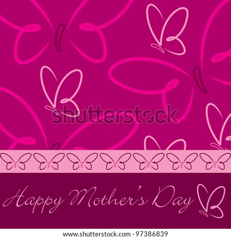 Happy Mother'S Day Butterfly Card In Vector Format. - 97386839 ...