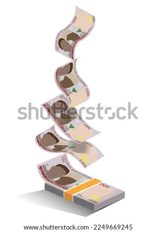  Vector illustration of Nigerian naira notes flying. scalable and editable eps