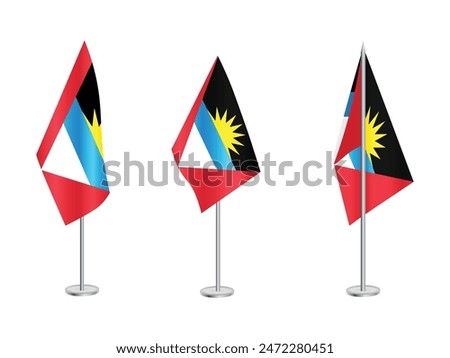 Flag of Antigua and Barbuda with silver pole