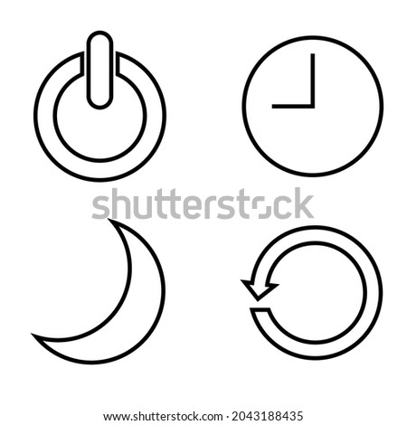 set of shutdown icon pack. shutdown icon. hibernate. sleep. restart. 4 in 1 pack. simple vector icon set. computer power button