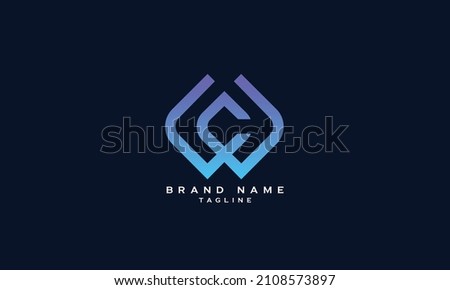 WC, CW, Abstract initial monogram letter alphabet logo design