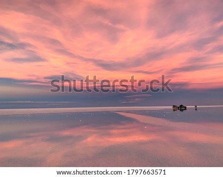 Similar – Image, Stock Photo Salar de Uyuni, Bolivia, South America, group of tourists with trucks