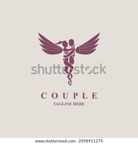 couple wings medical logo icon template design vector for brand or company and other