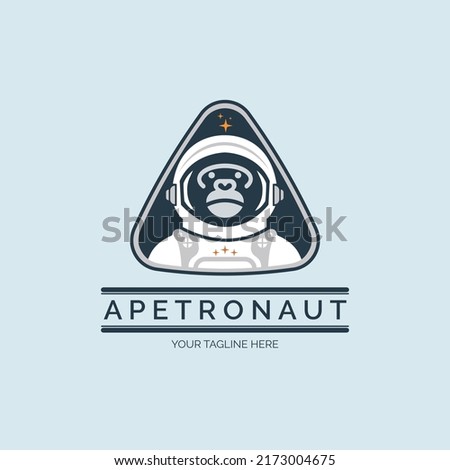 astronot ape monkey space logo design template for brand or company and other