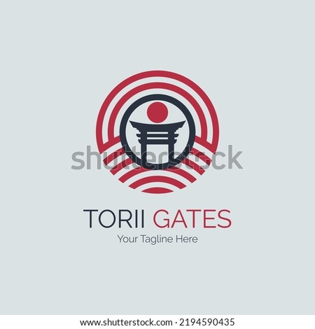 japanese torii gate circle logo template design for brand or company and other