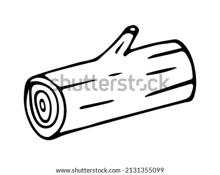 Hand drawn doodle wood. Vector  three log. Outline.