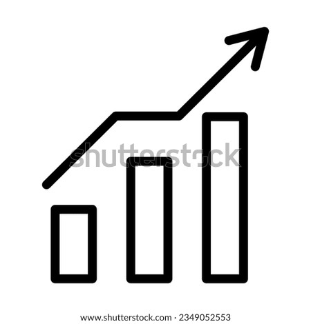 Vector money growth icon. Line business icon of growing chart. Finance concept. Increase money sign. Editable stroke. Growing bar graph outline icon. 