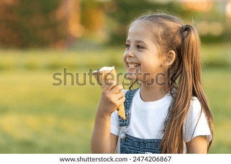 Similar – Image, Stock Photo Funny girl eating cream soup during lunch