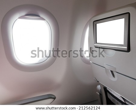 Airplane window seat with LCD screen