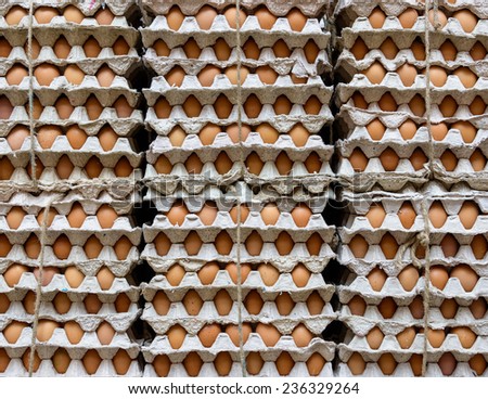 Stack of eggs in a shop