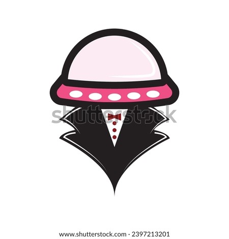 ufo boss logo design vector illustration.