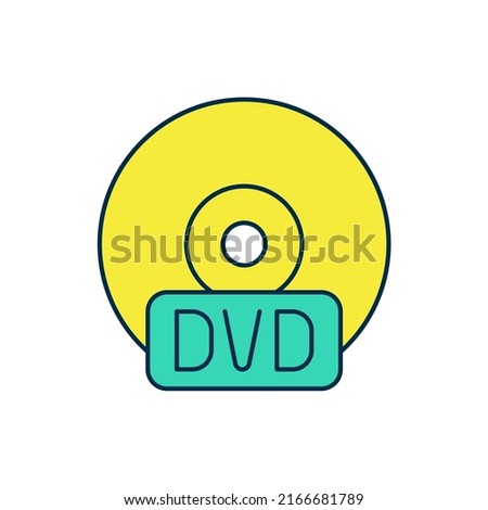 Filled outline CD or DVD disk icon isolated on white background. Compact disc sign.  Vector