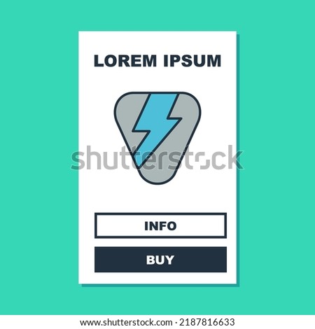 Filled outline Guitar pick icon isolated on turquoise background. Musical instrument.  Vector
